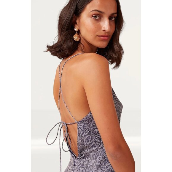 New Finders Keepers Pantsuit Jumpsuit Wide Flare Leg Cowl Neck Wedding Guest - Picture 5 of 16